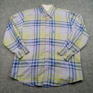 Barbour‎ The Country Shirt Mens Large Green Blue Plaid Button Front The Country